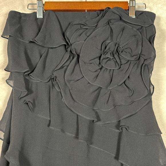 Express Vintage Y2K Silk Dress Strapless Ruffles Whimsygoth Wedding Guest Sz 10 - Picture 1 of 10